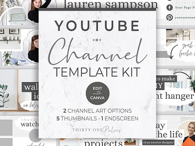 Youtube Channel Kit for Canva branding kit canva banner canva template marketing strategy video marketing video template vlogger youtube channel youtube end card youtube thumbnail