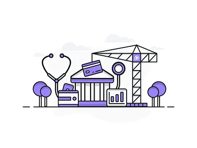 Building Finance Illustration branding buildings design finance fintech graphic design healthcare icon illustration line art logo vector