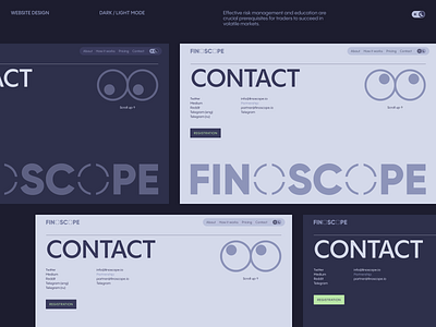 Finoscope. Web design crypto dark mode design fintech graphic design it startup landing page layout light mode ui web