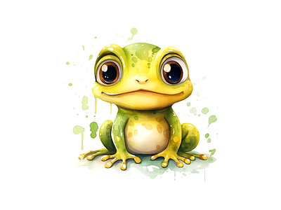 cute frog smilling watercolor kids art illustration animal cheerful cute frog illustration joyful kids art watercolor