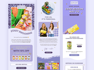 Swoon Lemonade – Email Design 🍋 email email campaign email design email flow email template food klaviyo klaviyo templates lemonade mailchimp purple swoon welcome welcome flow