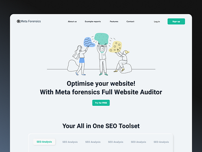 SEO Website Auditor animation case study design illustration light mode meta minimalist seo ui ux web design