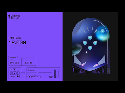 Galactic Pinball 3d after effects animation arcade blender blur galaxy glass glitch glows physics pinball planets retro rigid body score space synthwave web design windows 98
