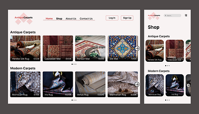 Antique Carpets concept design Shop aesthetic carpets desktop figma mobile modern shop simple typography ui ux webdesign