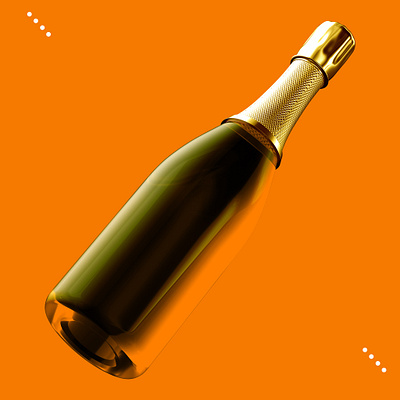 Orange_sparkling_bottle_with_floating_golden_cap 3d animation graphic design