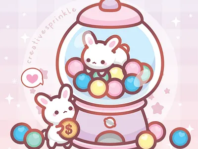 Bun y Love bubblegum bunny candy cute illustration kawaii love rabbits sweet vector