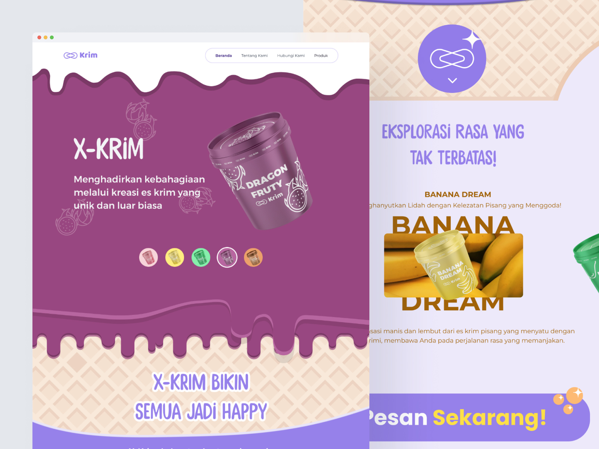 X-Krim - Ice Cream Shop Landing Page ice cream landing page ui