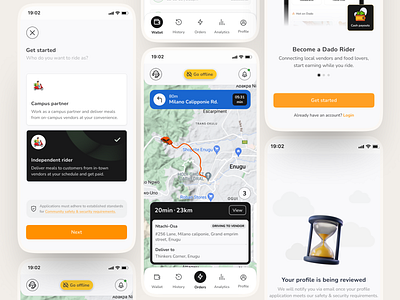 Dado Dispatch Rider Application dispatch food mobile rider ui