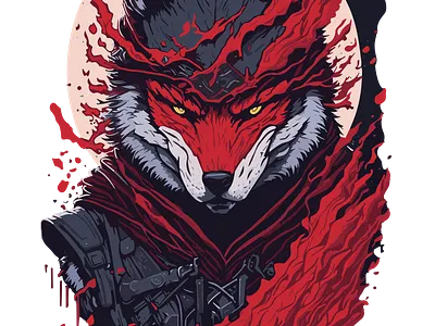 Blood Wolves Warrior Illustration adobe ai characterdesign colorful design digitalart illustration photoshop sword wolves