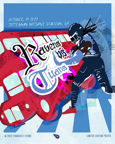 London Gameday Poster: Ravens vs. Titans branding color derrick henry design flat graphic design illustration titans vector vector art