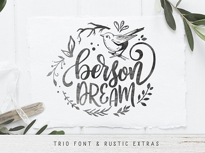 Berson Dream Font TRIO and extras Free Download alternative glyphs bold swirly font farm font farmhouse clipart farmhouse font farmhouse fonts font and clipart font with illustrations rustic font script font swirl font swirly font trio font