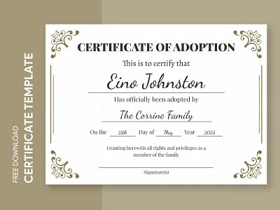 Adoption Certificate Free Google Docs Template certificate certificate google docs template certificates design diploma doc docs document documentation free google docs templates free template free template google docs google google docs print printing template templates word