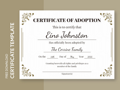 Adoption Certificate Free Google Docs Template certificate certificate google docs template certificates design diploma doc docs document documentation free google docs templates free template free template google docs google google docs print printing template templates word