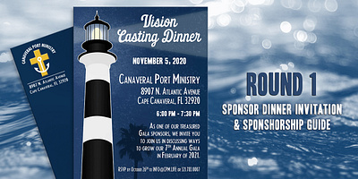Canaveral Port Ministry adobe brochure event graphic design illustrator invitation lighthouse ministry photoshop save the date stationary trifold