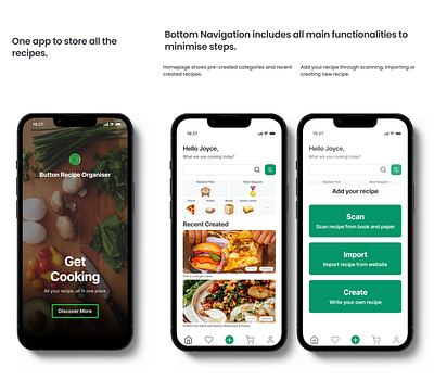Button Recipe Organiser Breakdown branding ui ux web design