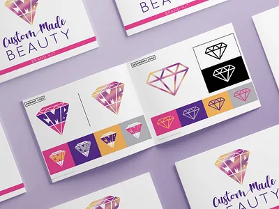 Custom Made Beauty adobe branding diamond gradient graphic design illustrator iridescent logo