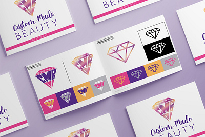 Custom Made Beauty adobe branding diamond gradient graphic design illustrator iridescent logo