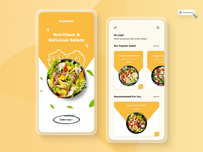 Salad App Design 3d animation art branding digitaldesign flatdesign food app graphic design illustration innovationsync landing page logo mobile motion graphics nft product design typography ui vector webdesign