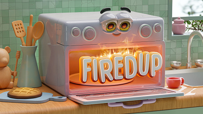 Fired Up - 3D Illustrations 3d arts 3d illustration animation character cute design fire illustration kids kitchen owen