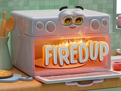 Fired Up - 3D Illustrations 3d arts 3d illustration animation character cute design fire illustration kids kitchen owen