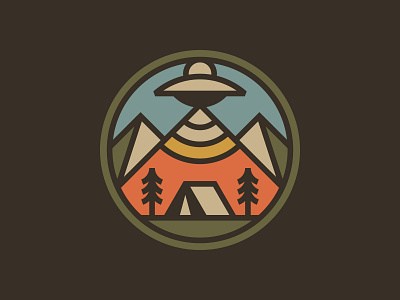 Weekend UFO adventure badge camping emblem hiking nature outdoor retro ufo