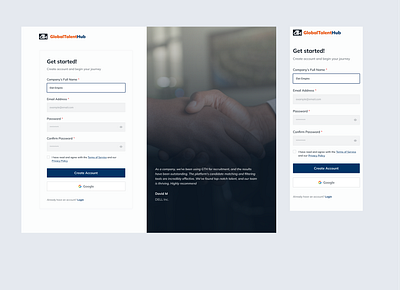 GlobalTalentHub app create account design job app login product design sign up ui ux webapp welcome back