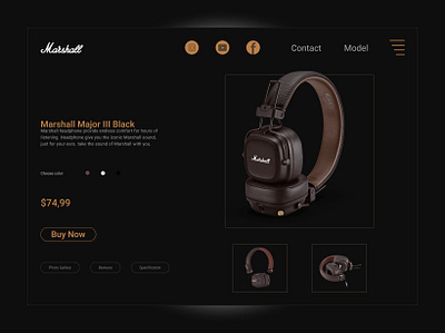 Marshall headphone web page ui
