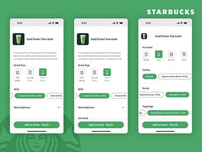 Daily UI #033 - Customize Starbucks Product app beverage coffee custom customise customize dailyui design drink mobile product design starbucks ui