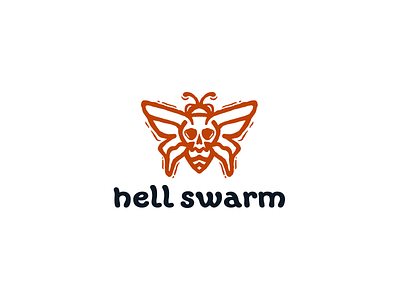 hell swarm apiary bee butterfly halloween hell logo logotype minimalism nature skull swarm
