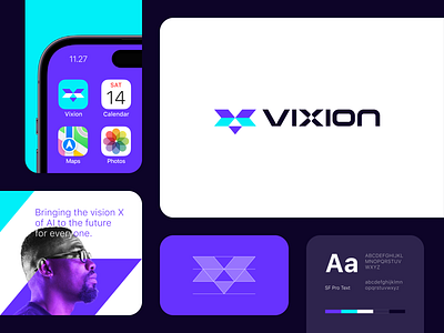 Vixion - AI logo design concept ai artificial artificial intelligence branding design hdcraft letter logo logo modern logo simple logo v logo vision vixion x logo
