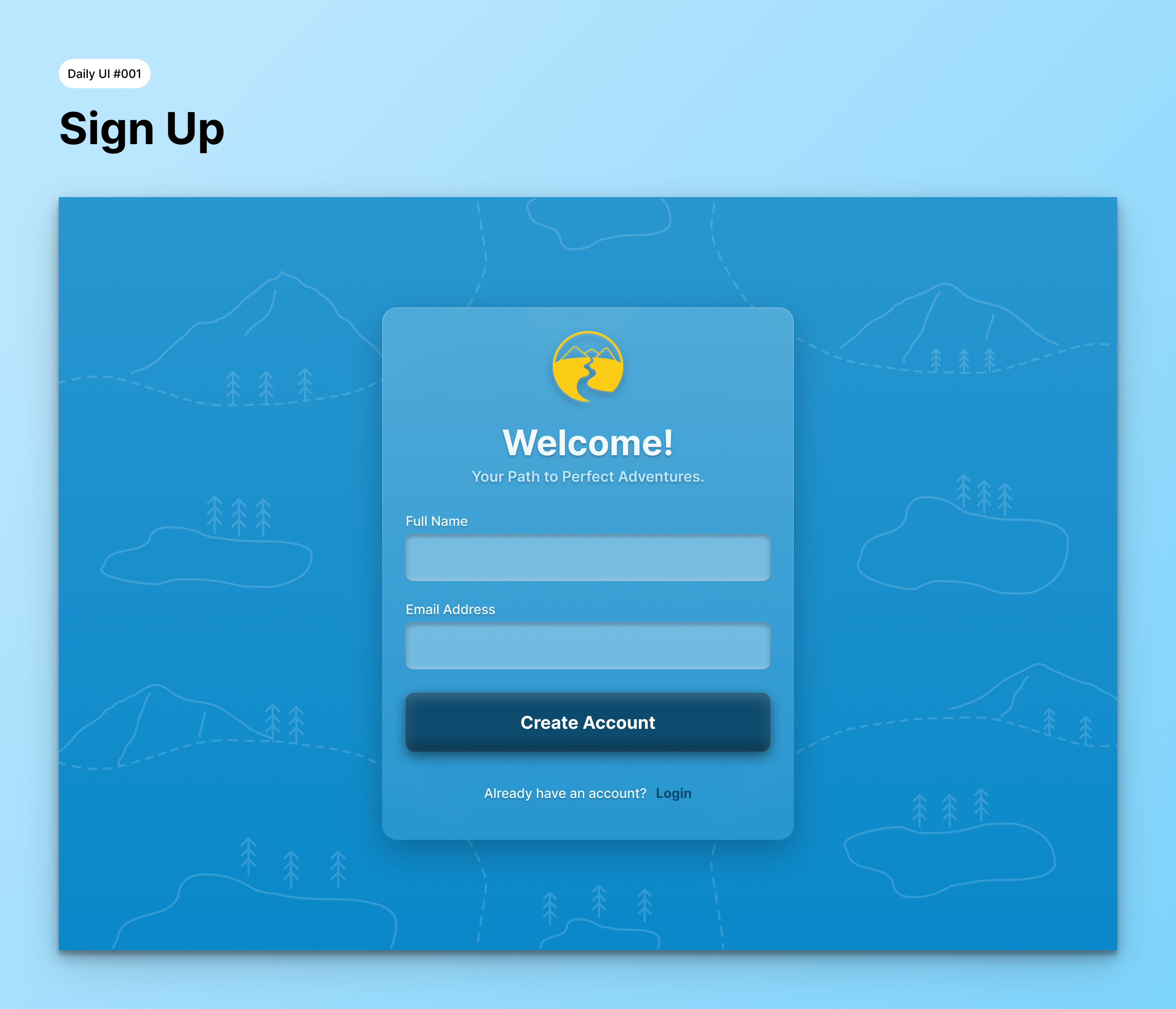 Daily UI #001: Sign Up design inspriation desktop desktop design desktop ui sign up travel travel app travel planner ui ui challenge ui design ui ux user interface ux ux inspiration web design