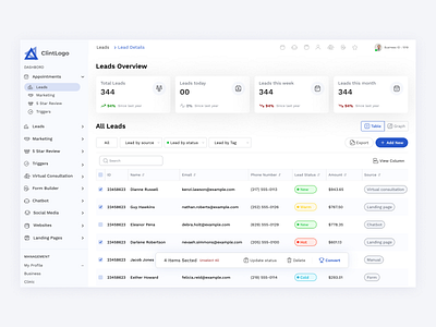 Dashboard Design: Clean and Minimalist Interface - Simplified application booking crm dashboard software ui web application