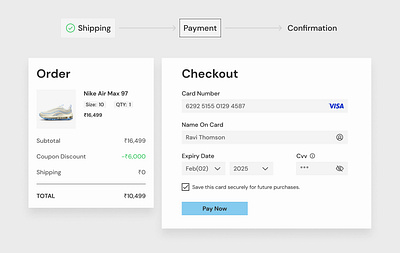 Day 2 >Daily Ui Challenge checkout creditcard dailyui form order shoe typography ui