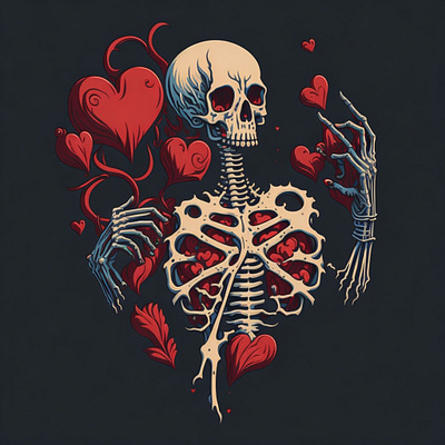 Die for Love ai deatiled art digital art graphic design illutration love skeleton