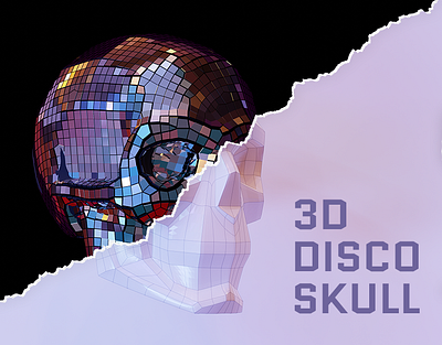 3d model of disco ball skull in Blender 3D 3d animation branding design graphic design halloween illustration logo motion graphics poster design skull social media ui