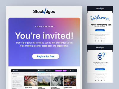 Email template design - StockAlgos colorful design design email design email template minimal design ui