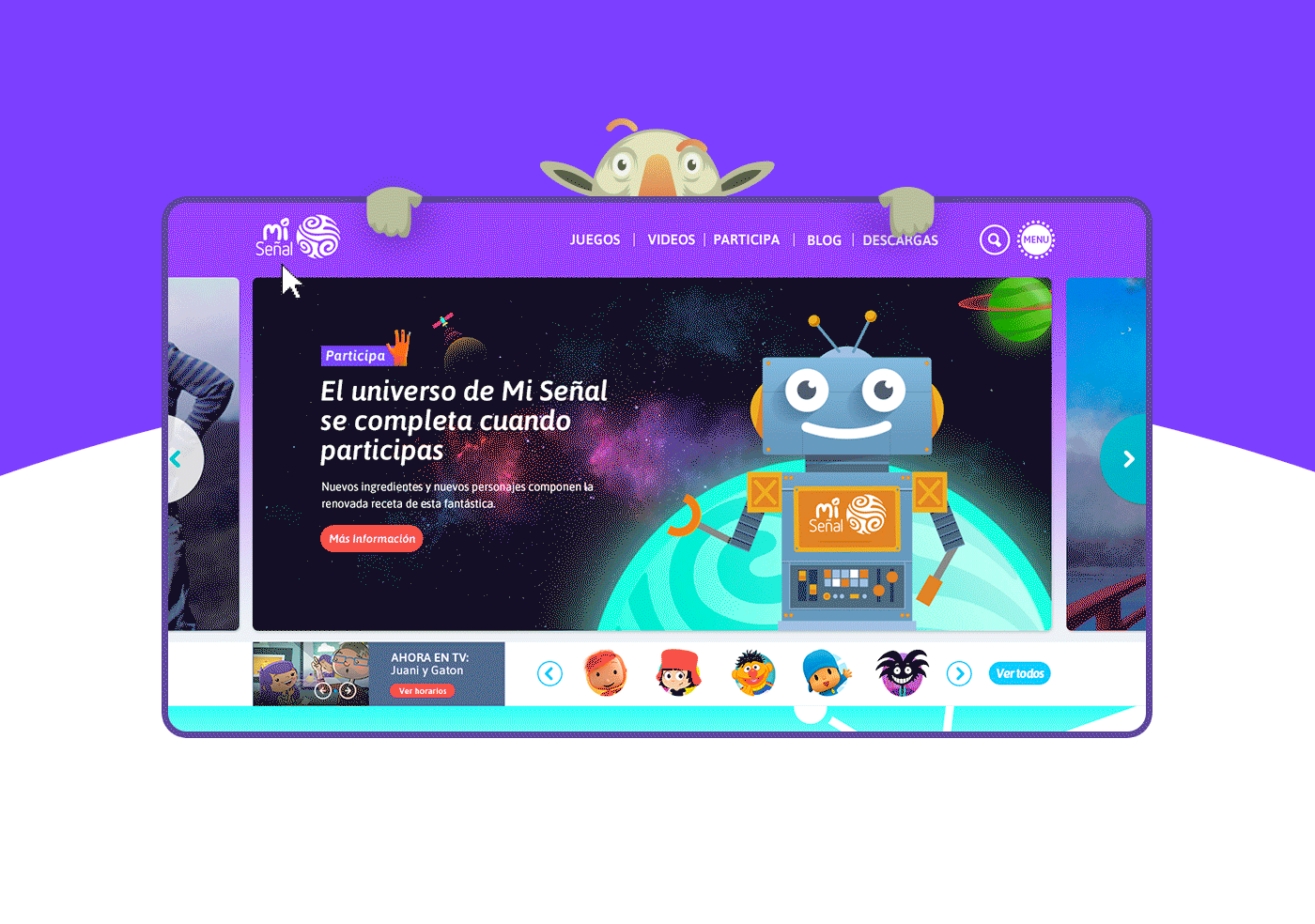 Misenal.tv animation branding kids ui website