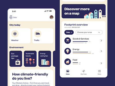 Oslo city app mobile ui