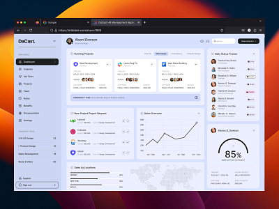 DaCast HR Management Application Dashboard application branding dashboard hr application management app mangement dashboard task dashboard ui ui design ux ux design