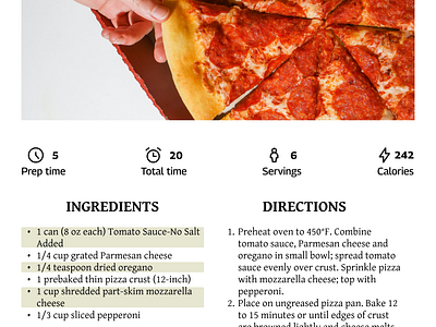 Recipe. Daily UI. Day 40 dailyui dailyuichallenge figma recipe ui ui design uiux