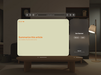 ChatGPT Signup page in VisionOS applevisionpro dailyui design designinnovation designpractice futuretech immersivedesign loginscreen spatialdesign uiuxchallenge userinterface visionos