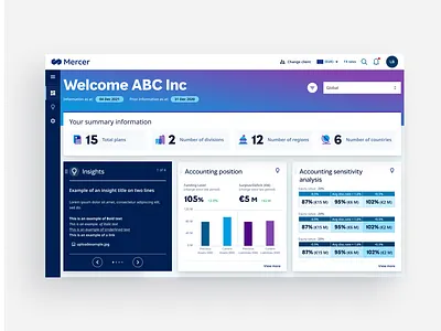 Mercer Pensions Dashboard dashboard design fintech ui ux vector