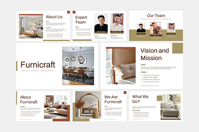 Furnicraft Furniture Presentation Design aesthetic branding clean design furniture google slide graphic design keynote minimalist pitchdeck powerpoint presentation template ui