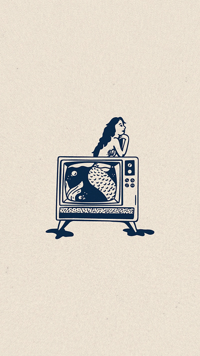 Mermaid on Screen graphic design illustration illustrator retro drawing