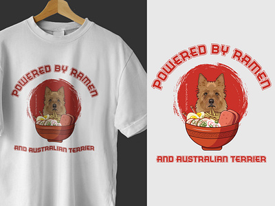 Ramen Sushi Australian Terrier Dog T-Shirt. australian terrier dog t shirts branding christmas t shirts design design dog and food fusion t shirts dog lover design dog lover t shirts dog t shirts graphic design love with dog t shirt pet lover gift