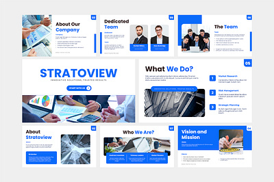 Stratoview Corporate Presentation Design advertising blue business corporate design graphic design keynote media pitchdeck powerpoint presentation template ui