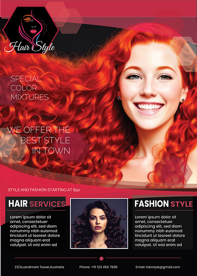 Hair style flyer flyer graphic design illustration