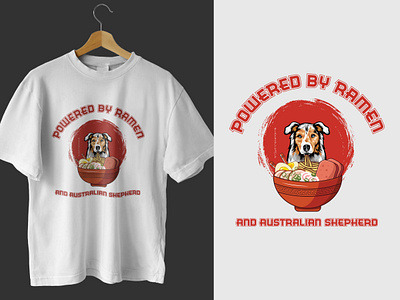 Ramen Sushi Australian Shepherd Dog T-Shirt. australian shepherd dog t shirts australian terrier dog t shirts branding christmas t shirts design design dog and food fusion t shirts dog lover design dog lover t shirts dog t shirts graphic design japanese food t shirts love with dog t shirt pet lover gift pet lover t shirts ramen sushi t shirts t shirt design unique dog design t shirts