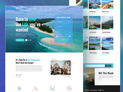Travel Booking Landing Page holiday holiday booking landing page ticket transport transportation travel travel agency travel booking traveler ui user interface vacation web design