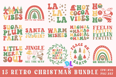 Funny Retro Christmas Bundle Retro christmas design illustration retro sublimation svg